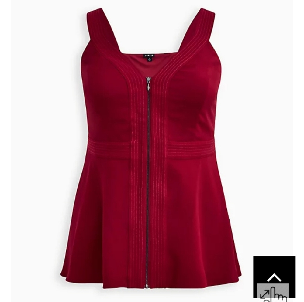 Torrid Zipper Front Peplum Tank - Rumba Red - Size 2X (18-20). New with tags.